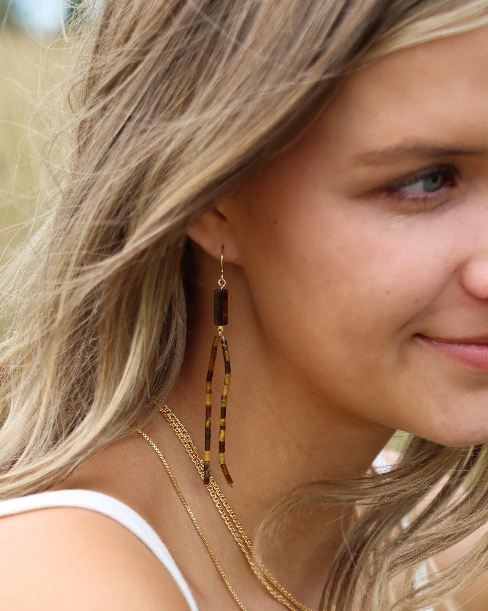 Tiger's Eye Tassel Earrings