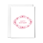 Pink Floral Frame Birthday Card